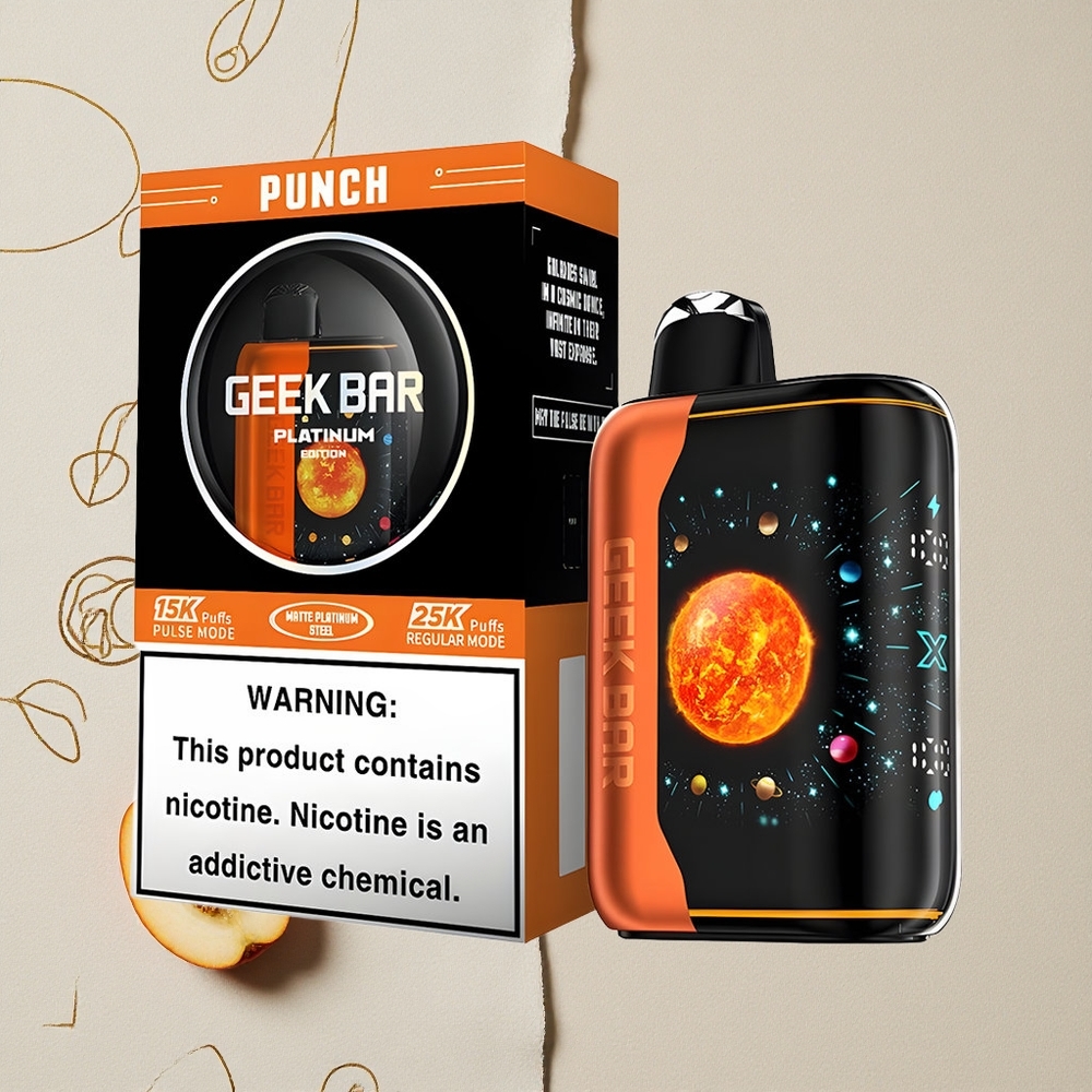 Punch GEEK BAR Platinum Edition Fino a 25000 Puff con Schermo 3D Dinamico e Dual Mesh Coil all'ingrosso Italia