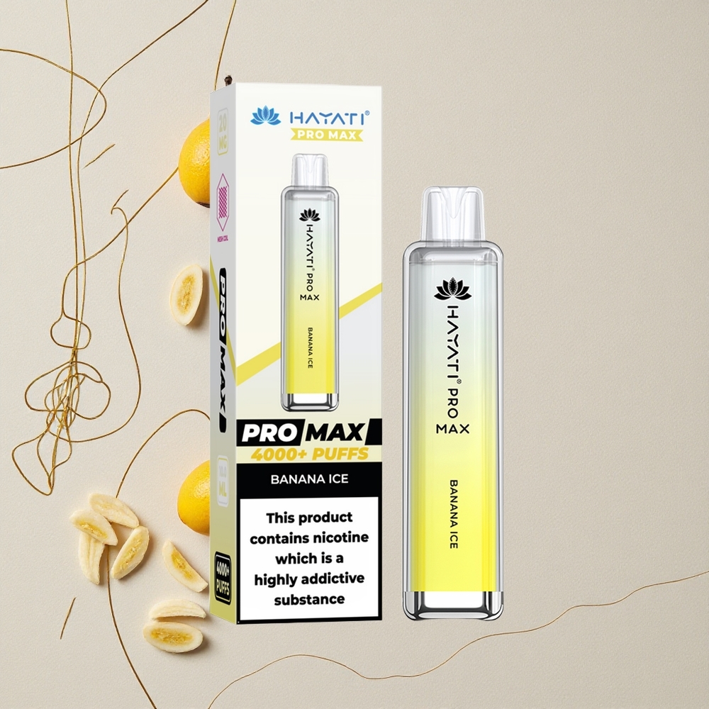 Banana Ghiaccio Hayati Pro Max 4000 Puffs Dual 1.1 Ohm Mesh Coil Ricaricabile all'ingrosso Italia