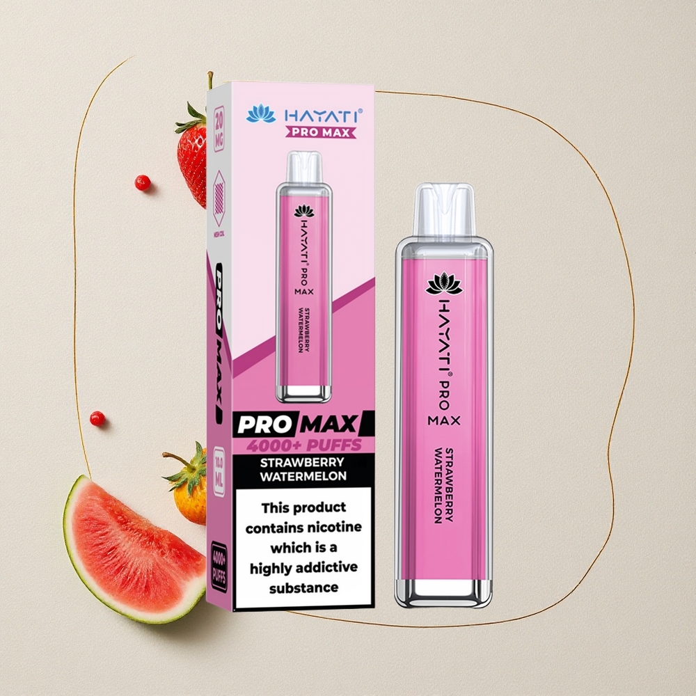 Fragola Anguria Hayati Pro Max 4000 Puffs Ricarica Batteria 1400mAh LED alla Base all'ingrosso Italia