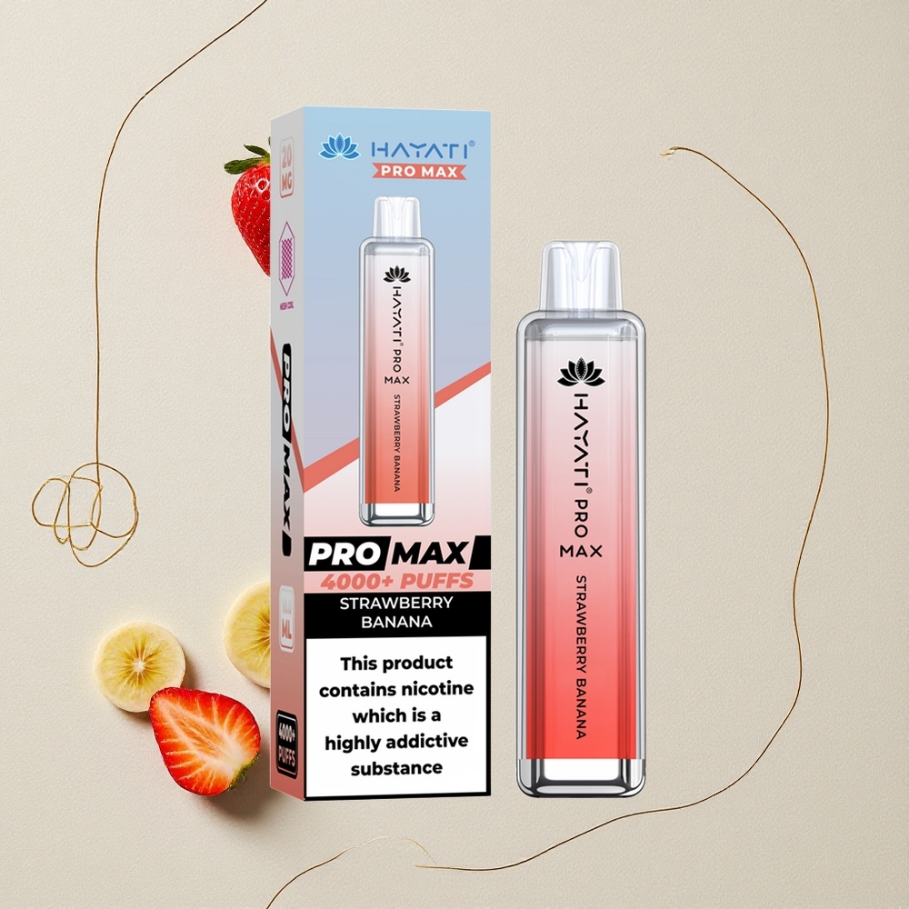 Fragola Banana Hayati Pro Max 4000 Puffs Batteria Ricaricabile 1400mAh Dual 1.1 Ohm Mesh Coil all'ingrosso Italia