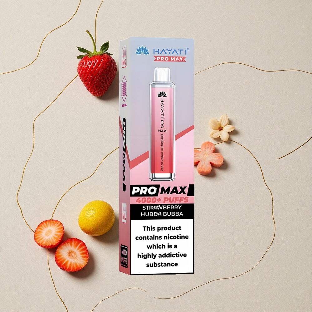 Fragola Hubba Bubba Hayati Pro Max 4000 Puffs 1400mAh Batteria Ricaricabile LED Luce Cristallo all'ingrosso Italia