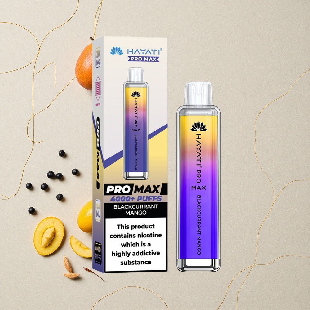 Mango e Ribes Nero Hayati Pro Max 4000 Puffs 2% 5% Resistenza Nicotina Batteria 1400mAh ricaricabile all'ingrosso Italia