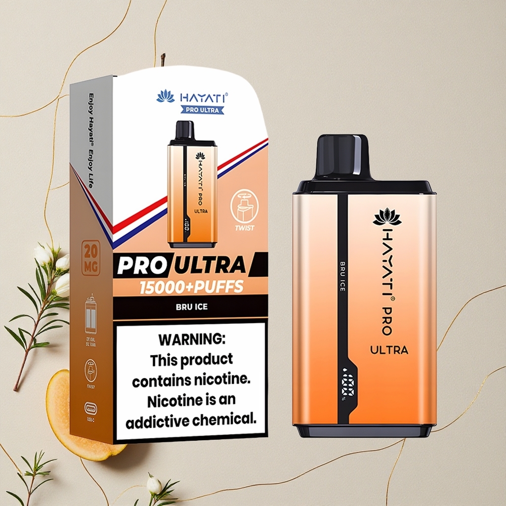 Bru Ghiaccio Hayati Pro Ultra 15000 Puffs Capacità E-Liquida 24ml all'ingrosso Italia