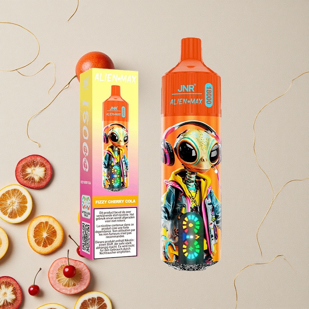 Fizzy Ciliegia Cola JNR Alien Max 18000 Puffs Dual Mesh Coil & Dual Core 28ml E-liquid all'ingrosso Italia