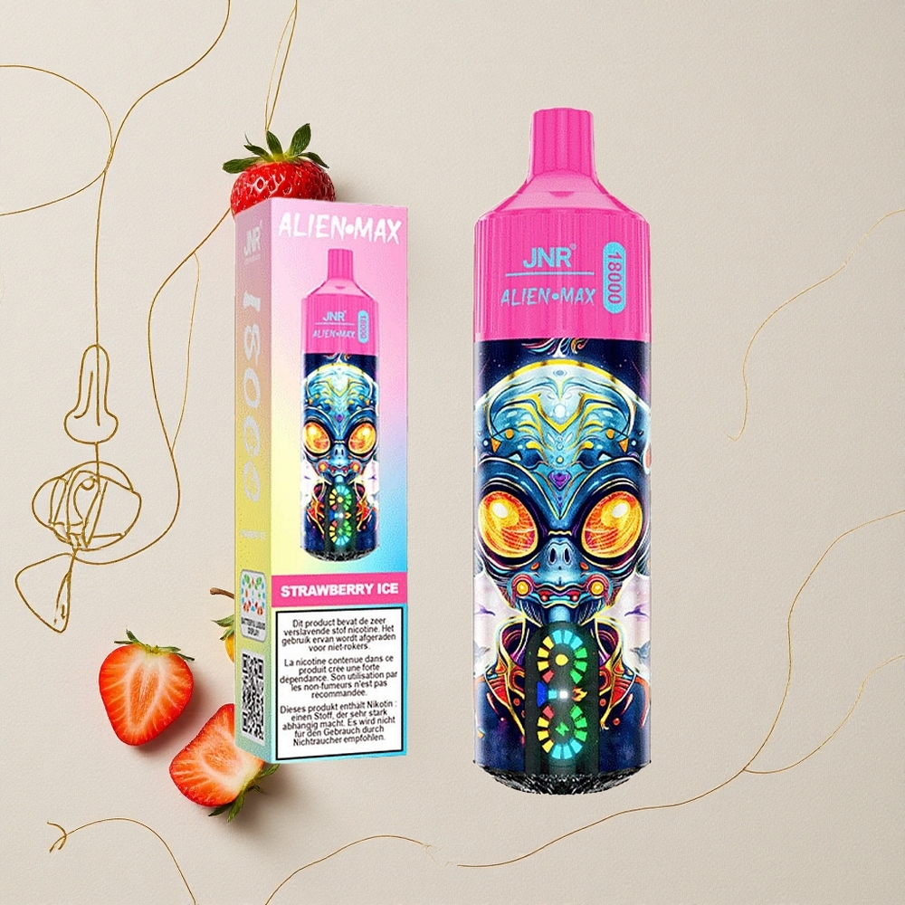 Fragola Ghiaccio JNR Alien Max 18000 Puffs Display LED Intelligente Dual Mesh Coil all'ingrosso Italia