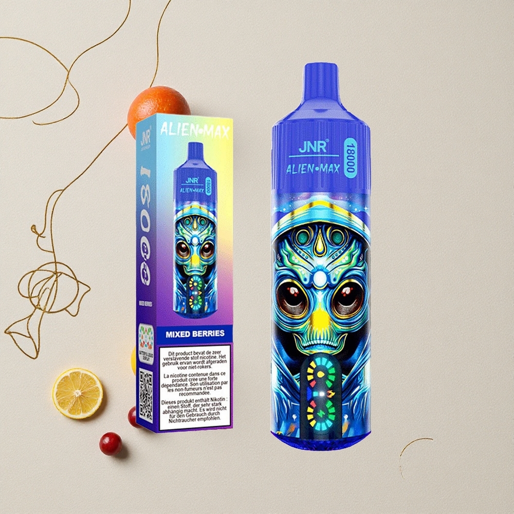 Misto di Bacche JNR Alien Max 18000 Puffs Dual Mesh Coil & Dual Core 28ml E-liquid all'ingrosso Italia