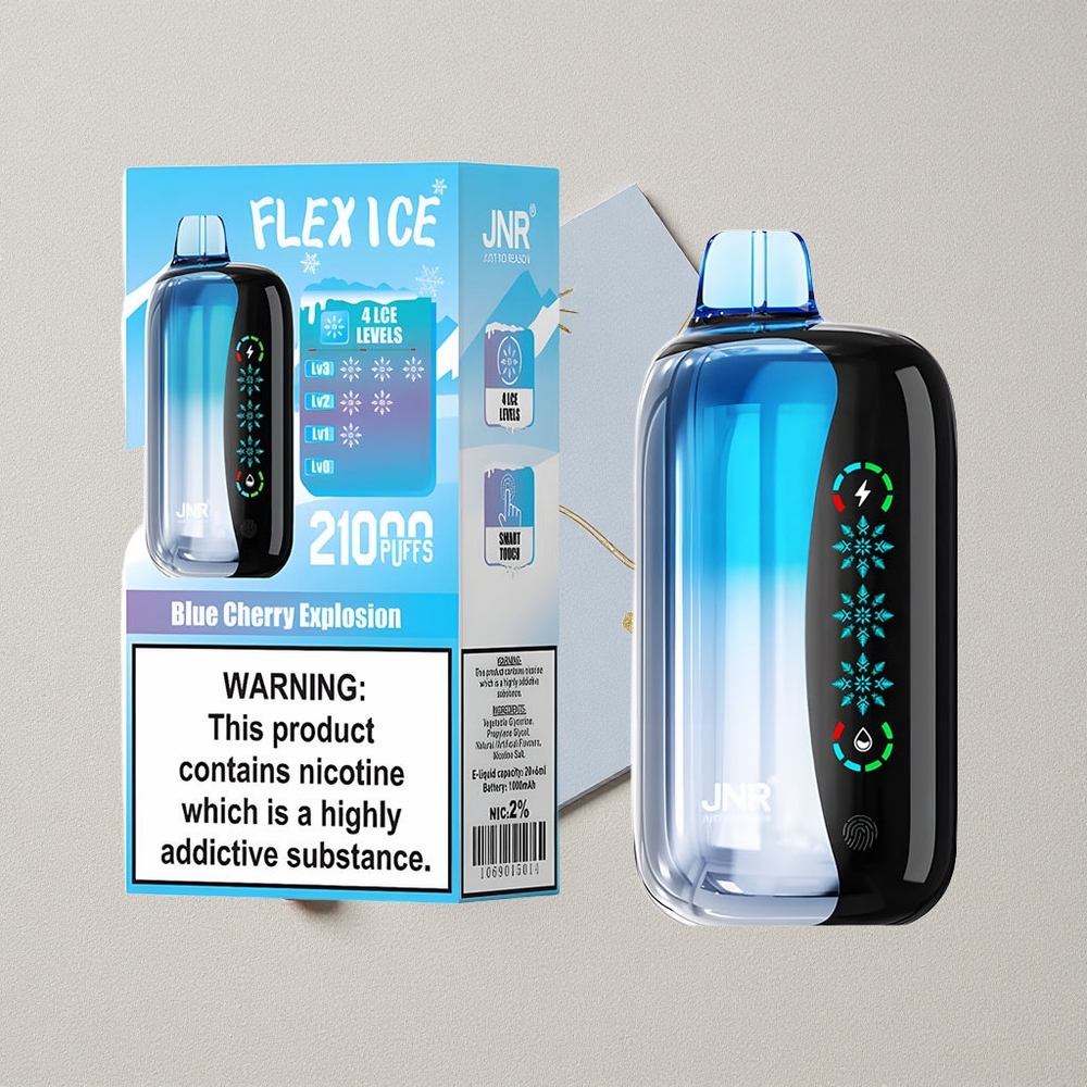Esplosione di Ciliegia Blu JNR Flex Ice 21000 Puffs con Schermo Tattile e Contenuto di Nicotina 0%,2%,3%,5% all'ingrosso Italia