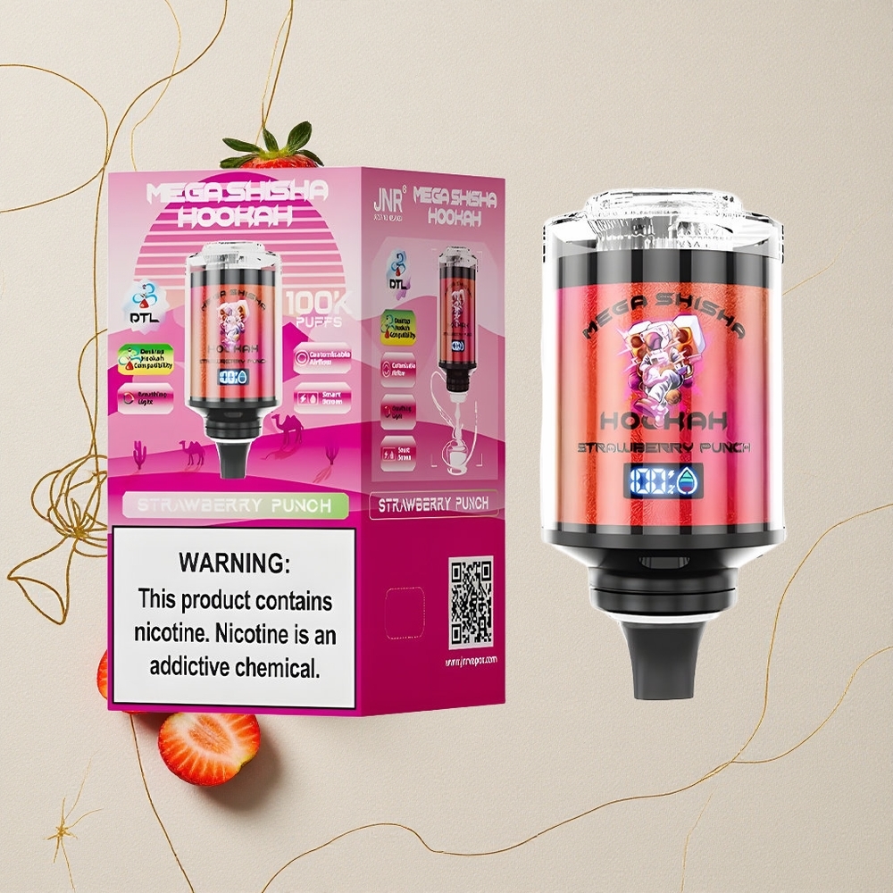 Fragola Punch JNR Mega Shisha Hookah 100.000 boccate Capacità e-Liquid 60ml all'ingrosso Italia