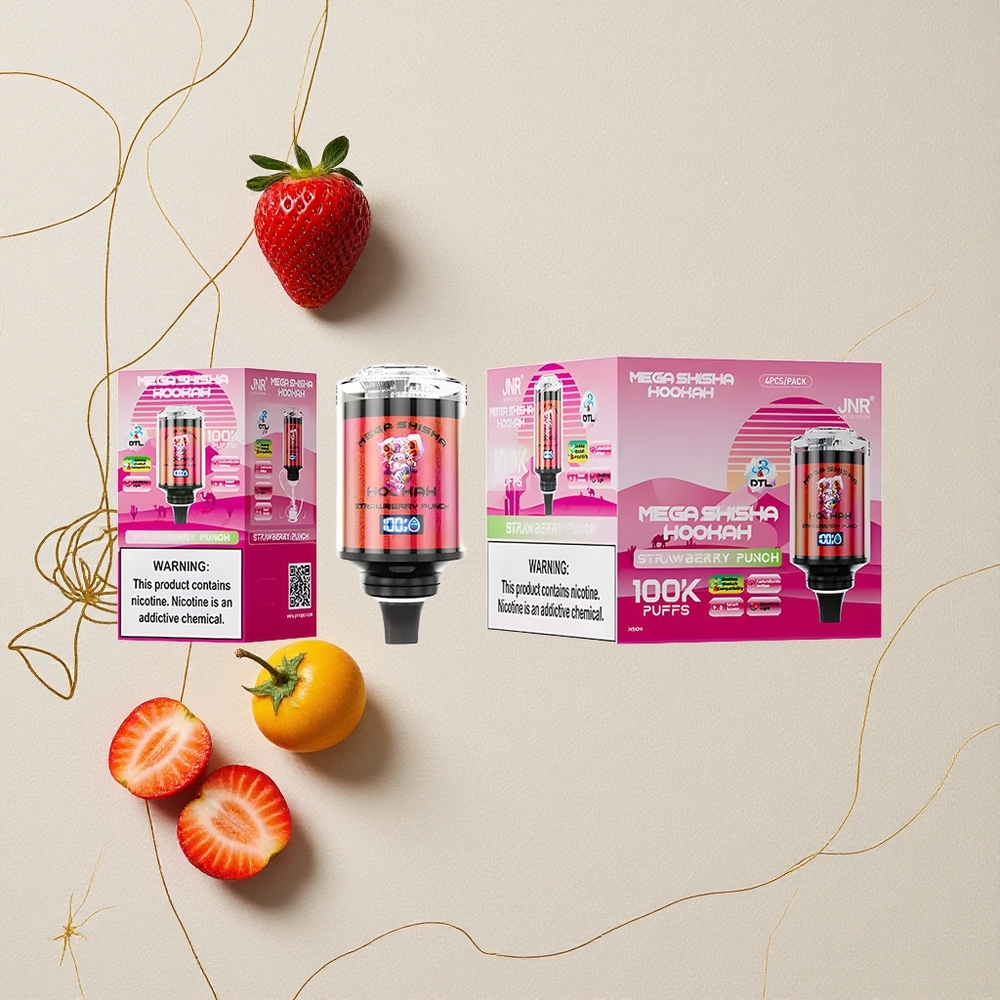 Fragola Punch JNR Mega Shisha Hookah 100.000 boccate Capacità e-Liquid 60ml all'ingrosso Italia