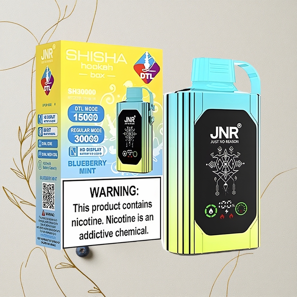 Mirtillo Menta JNR Shisha Hookah Box 20500 Puffate Capacità della Batteria 1000mAh Dual Mesh Coil & Dual Core all'ingrosso Italia